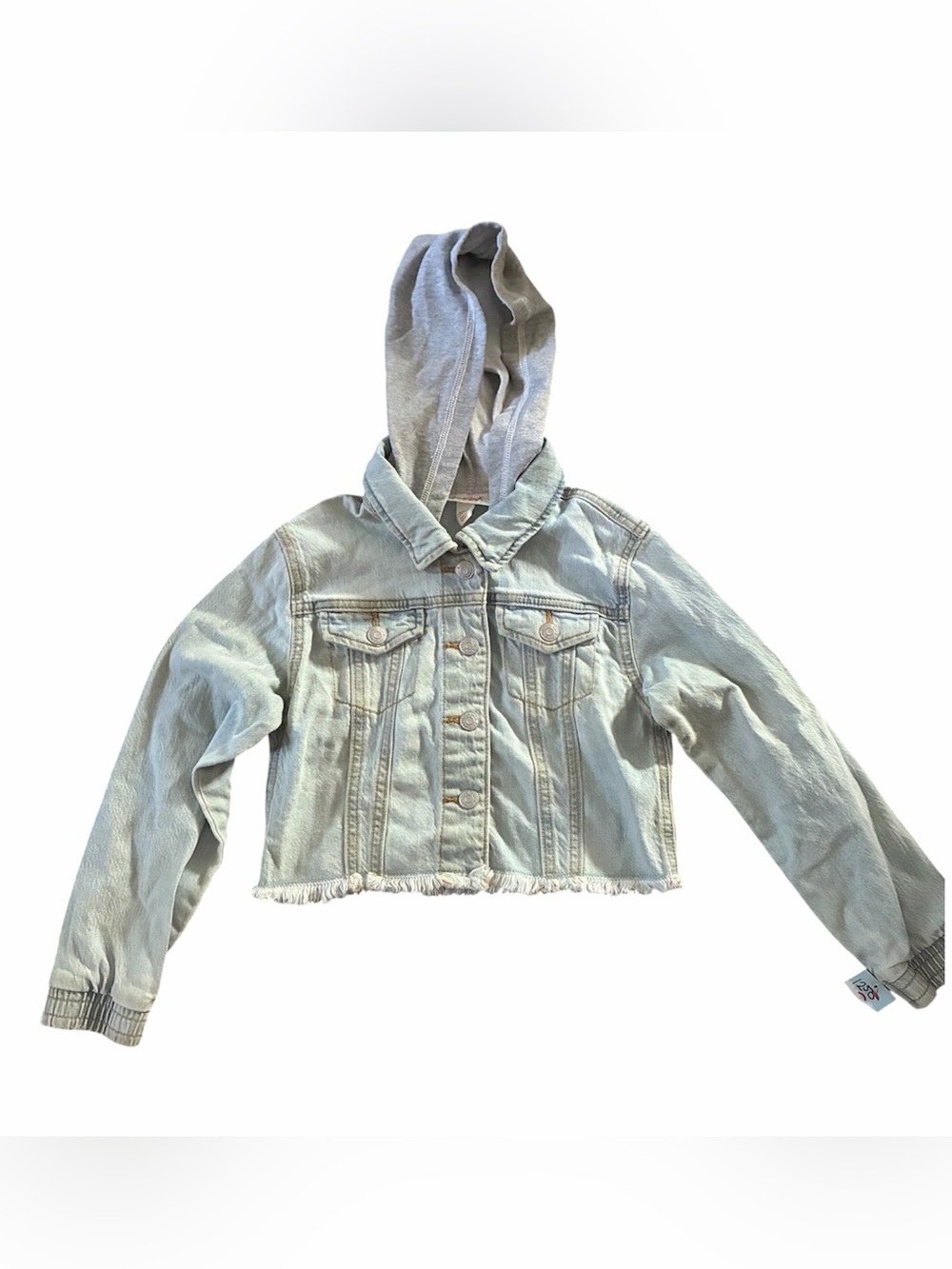 Cat & Jack Light Wash Denim Jacket with Gray Hood